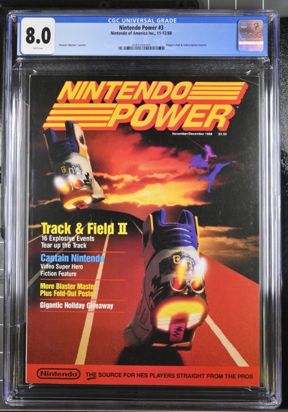 NINTENDO POWER ISSUE #3 CGC 8.0 Track & Field II White Pages Magazine Nov-Dec/88