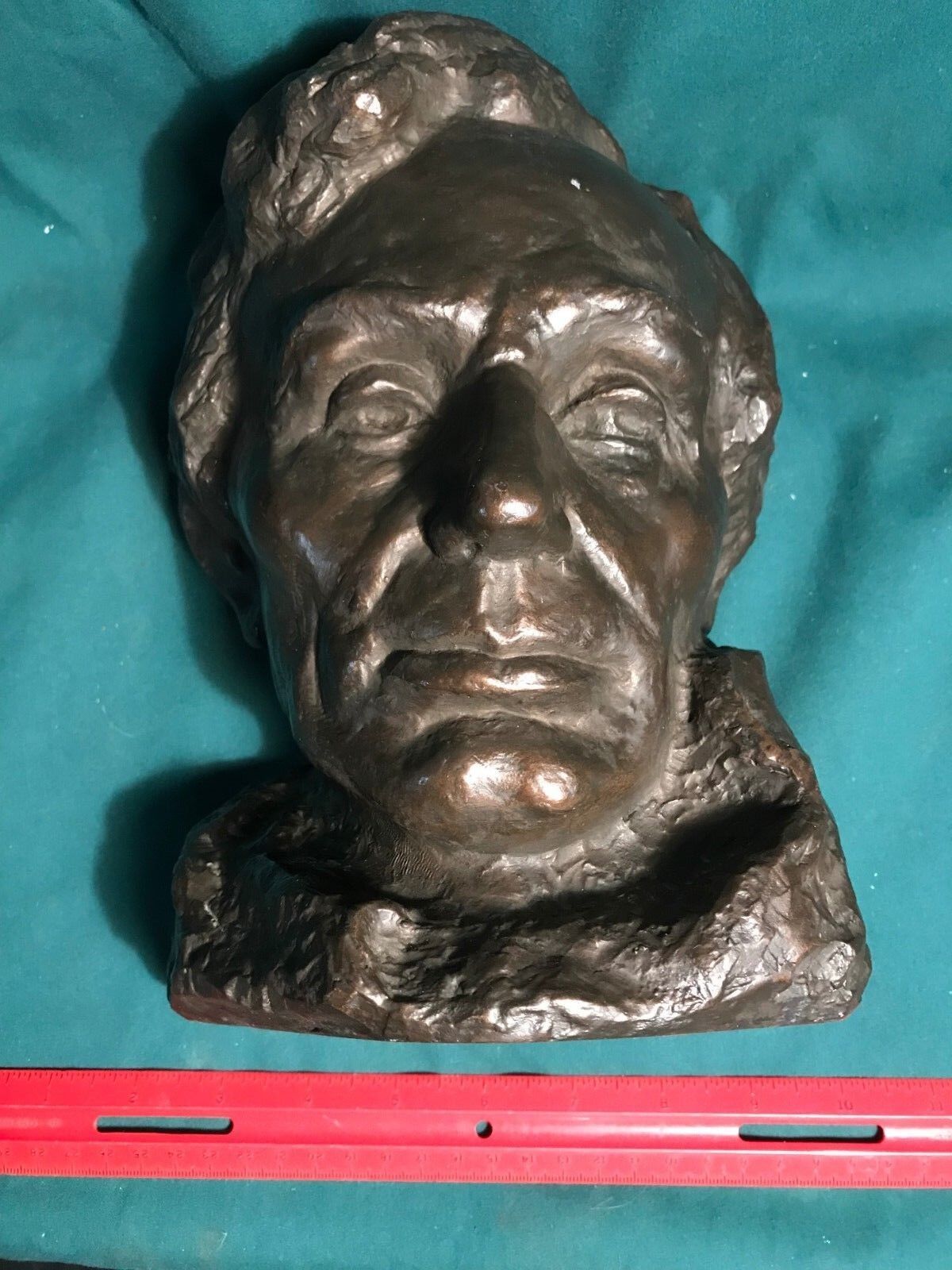 Bronzed Metal Sculpture,  Abraham. Lincoln Head, Gutzon Borglum, Joanna Gishner 