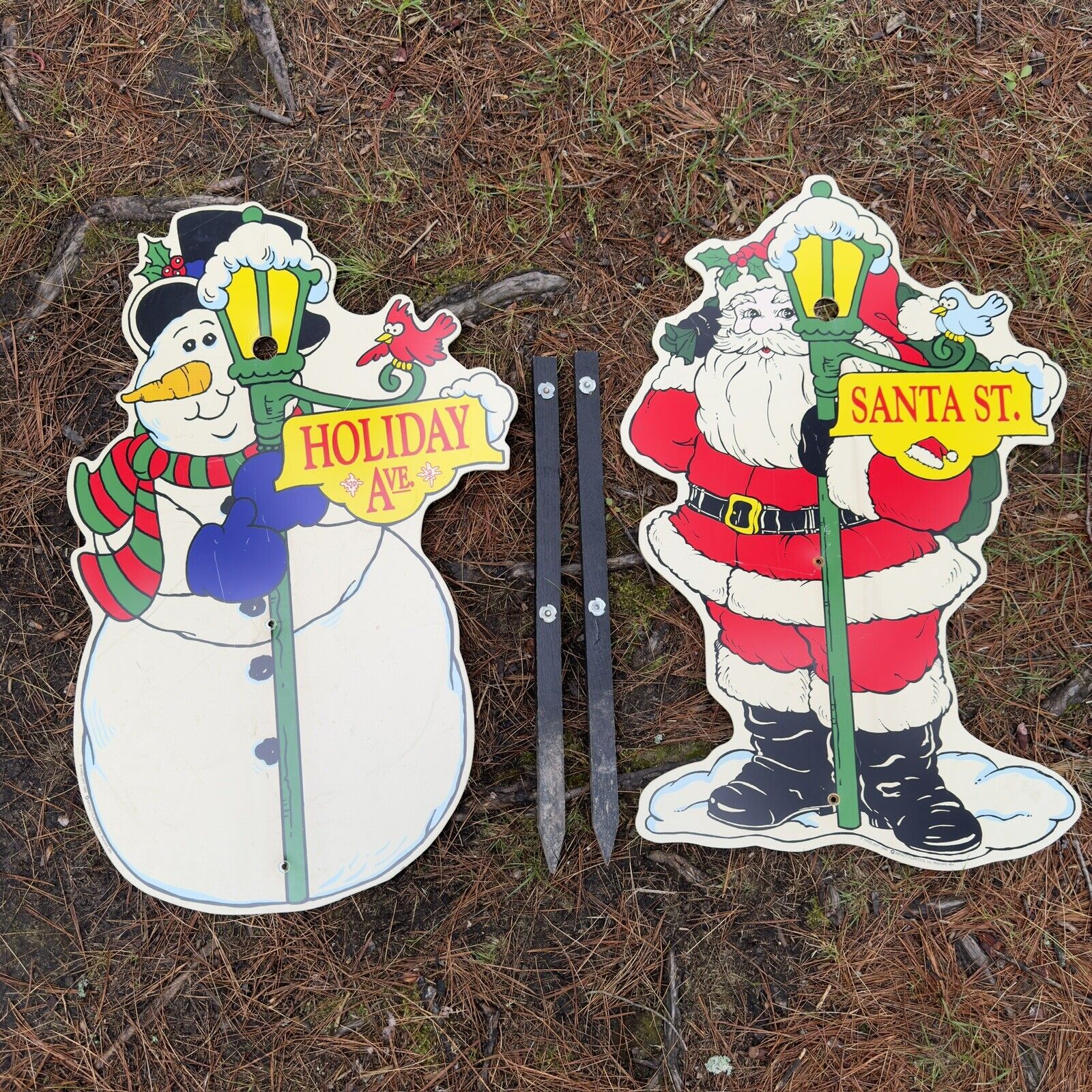 1996 Frosty the Snowman Santa Christmas Holiday Ave St Yard Sign Impact Plastic