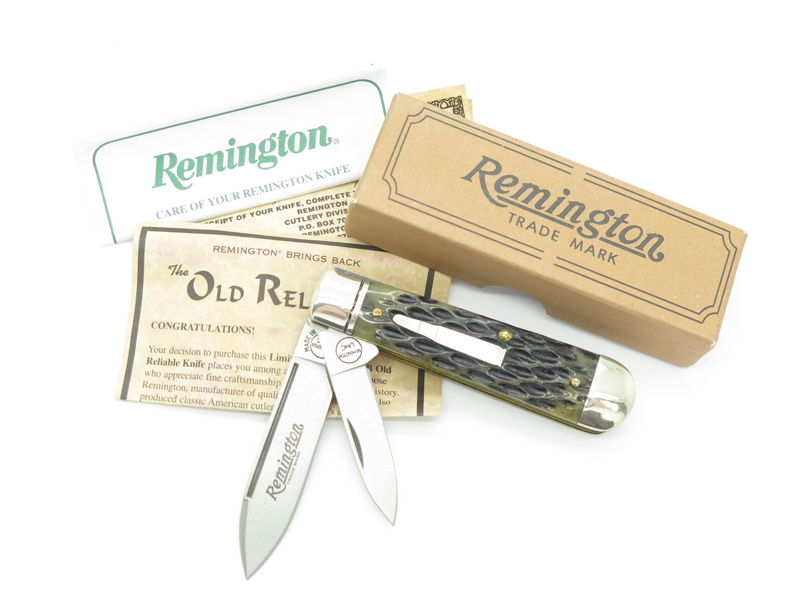 Vtg 2004 Remington R103-B Old Reliable USA Jigged Trapper Folding Pocket Knife