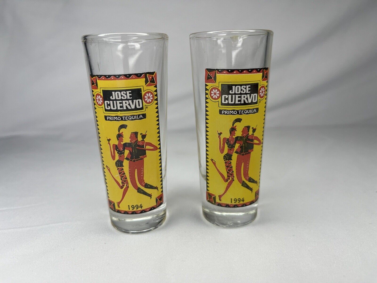 Vintage Jose Cuervo 1994 Primo Tequila Collectible Tall Shot Glass 3-1/2
