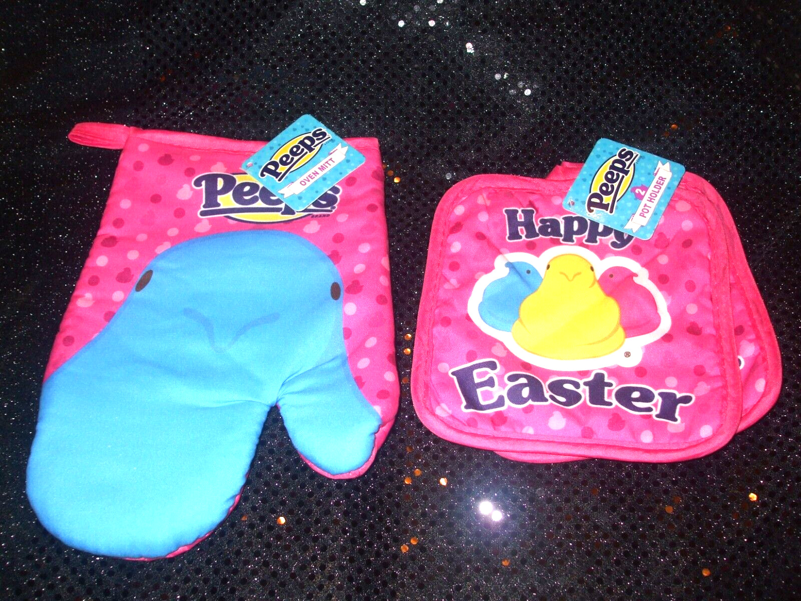 PEEPS EASTER SET OF 2 (PINK) POTHOLDERS & 1 (PINK) OVENMIT NEW W/ TAGS