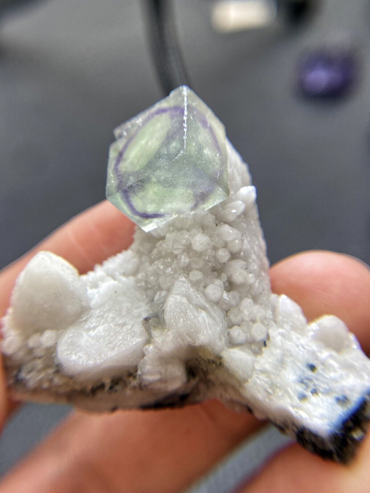 Perfect natural purple core green cubic fluorite and crystal mineral specimens