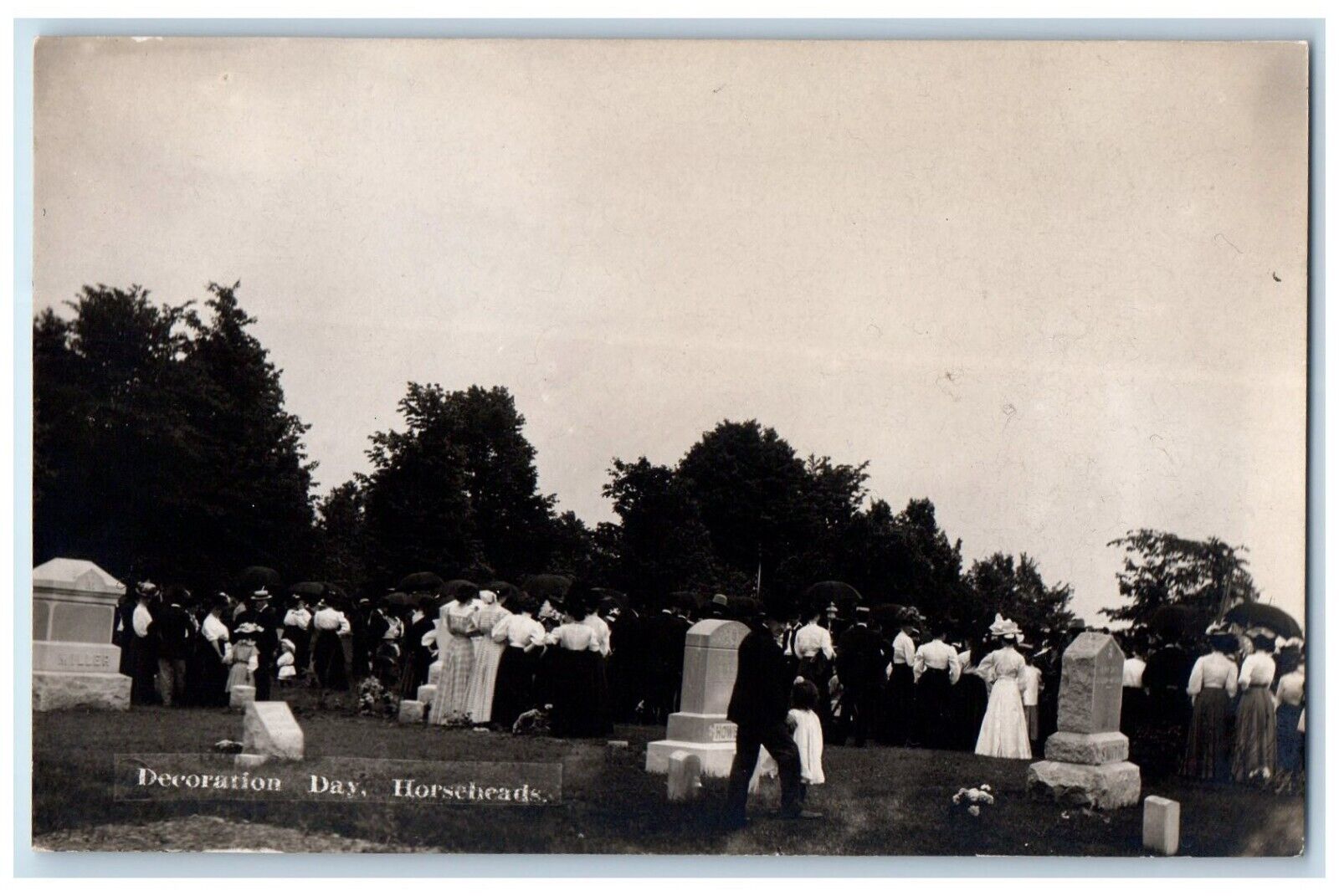 c1910's Decoration Day Cemetery Memorial Horseheads NY RPPC Photo Postcard