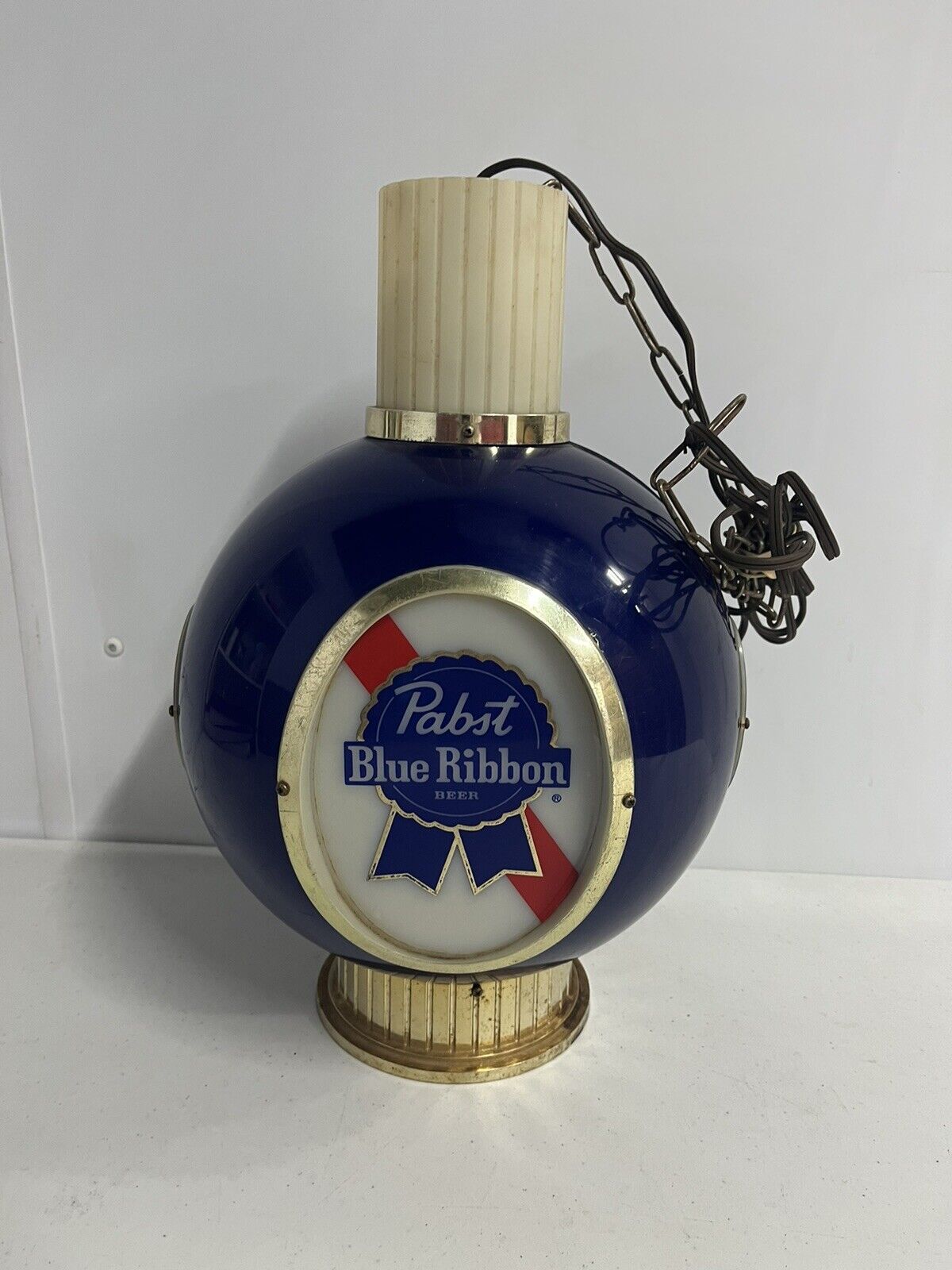 VINTAGE 1960s PBR PABST BLUE RIBBON BEER LIGHTED BAR WALL SCONCE LAMP WORKS