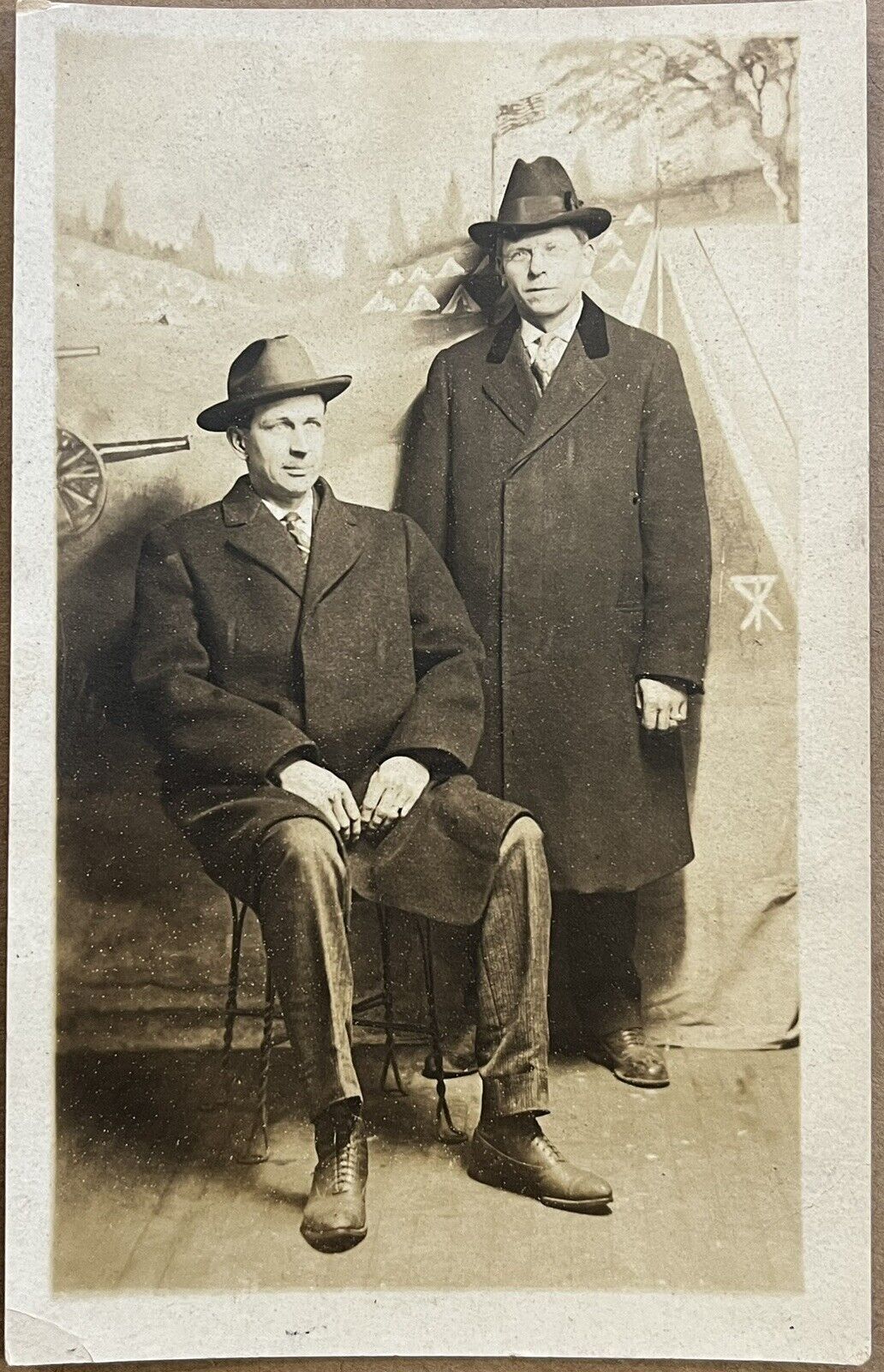 RPPC Men in Overcoats Antique Real Photo Postcard c1920
