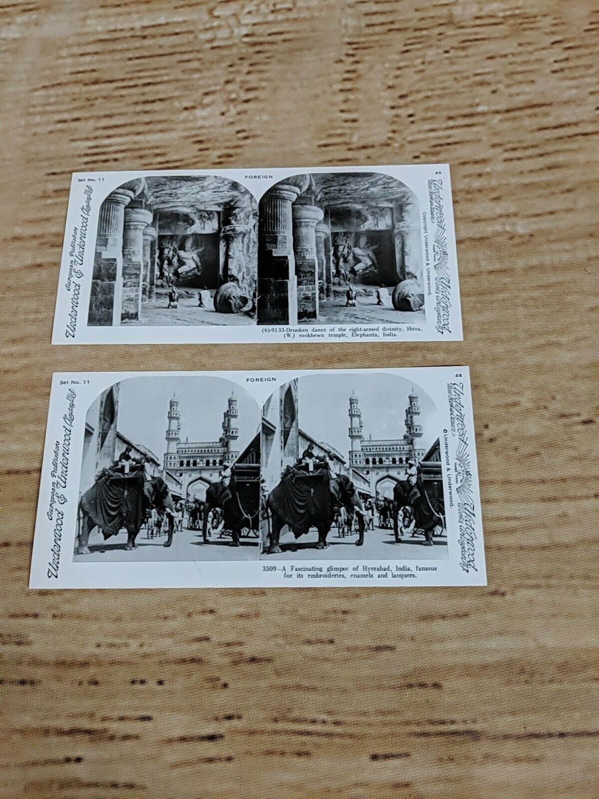 Elephants and Charminar, Hyderabad, India, 1978 Reproduction of c1910 Stereoview