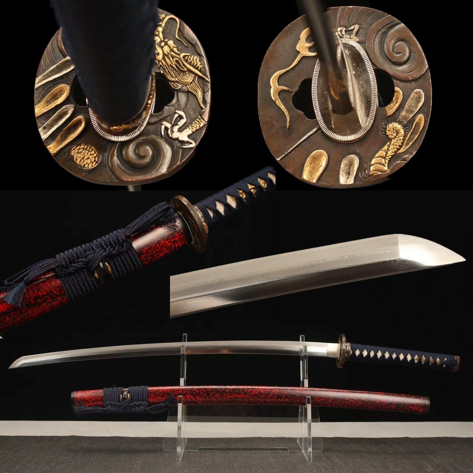 Hand Grind Real Yokote Clay Tempered Folded steel Japanese Samurai Katana Sharp