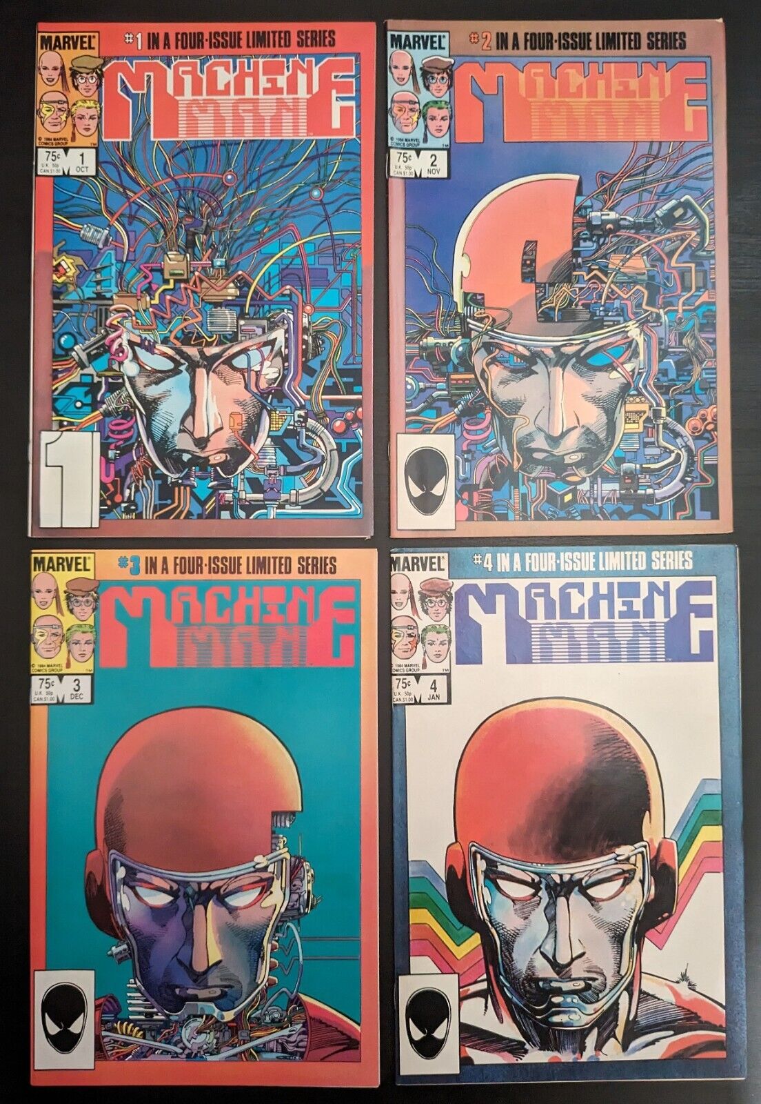 Machine Man Complete Limited Series #1-4 Lot 1st Arno Stark Marvel 1984 SET