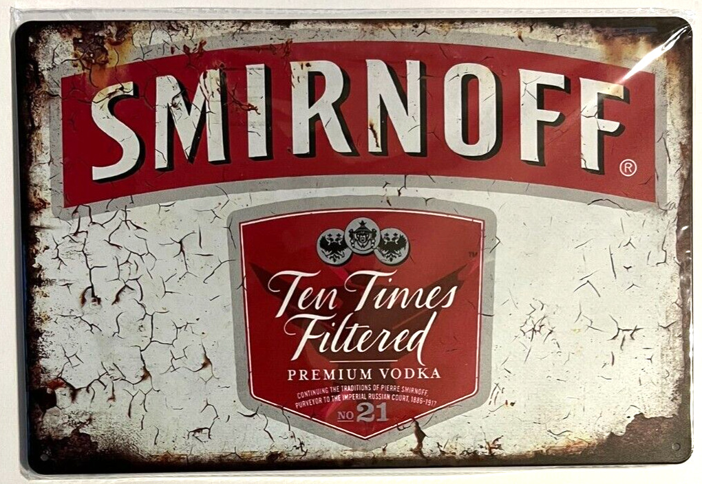 Smirnoff Ten Times Filtered Premium Vodka Novelty Metal Sign 12