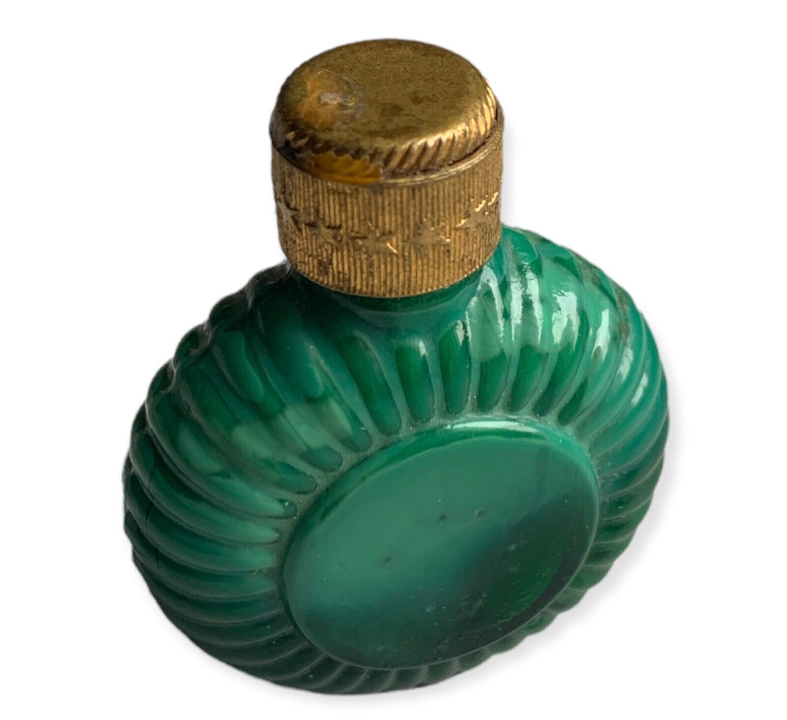 Schlevogt Czech Glass Perfume Bottle Bohemian Art Deco 1930s Malachite Jade