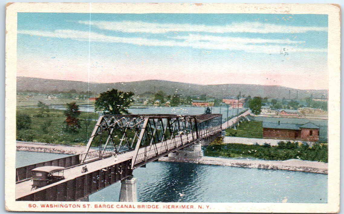 Postcard - South Washington St. Barge Canal Bridge, Herkimer, New York, USA