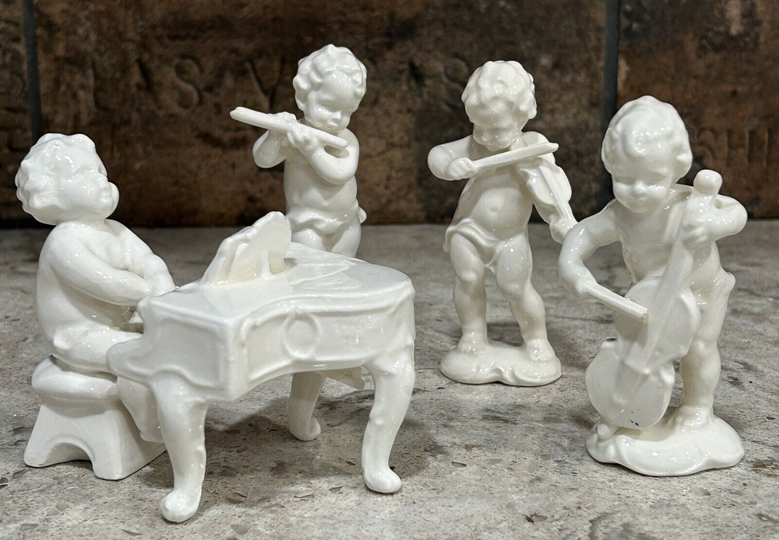 Goebel Rare White Porcelain 5 Pc Angel Cherub Figurines Germany