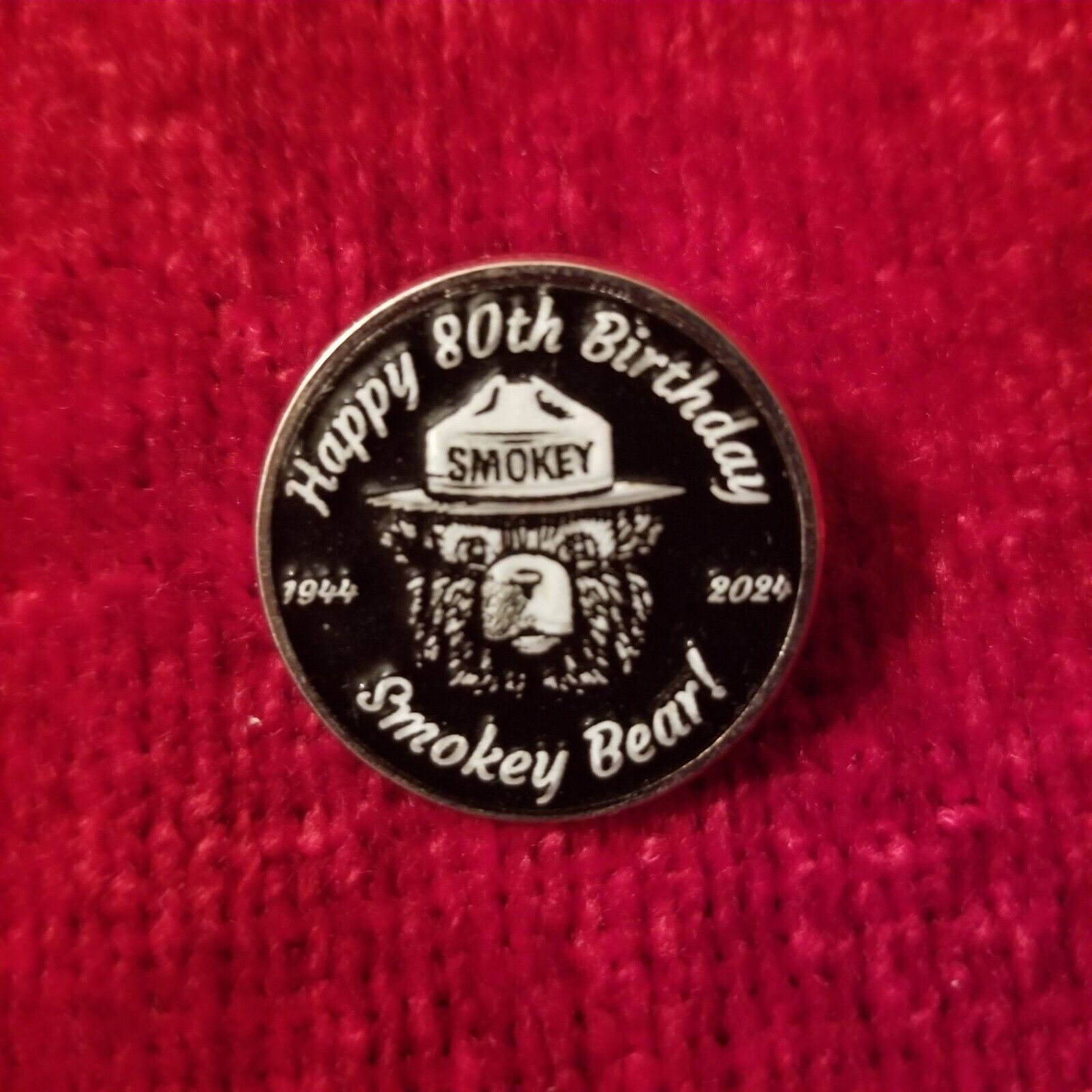 New Smokey the Bear Happy 80th Birthday Collectible Pin 1944 - 2024 Super Rare