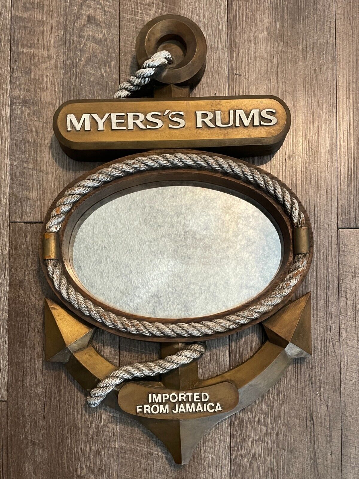 Vintage Myers's JAMAICAN RUM Nautical Anchor Sign & Mirror Man Cave Bar Sign