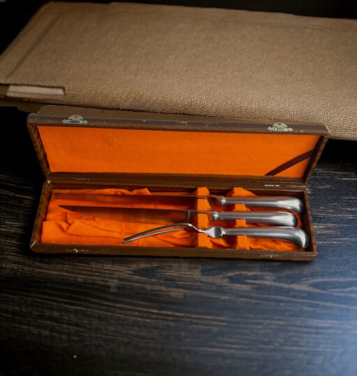 VINTAGE Oxford Hall Silversmiths Stainless Steel 3 Three Piece Carving Set (DY)