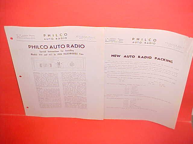 1936 OLDSMOBILE PHILCO RADIO INSTALLATION MANUAL MODEL 816 817 818 818K 819 819H