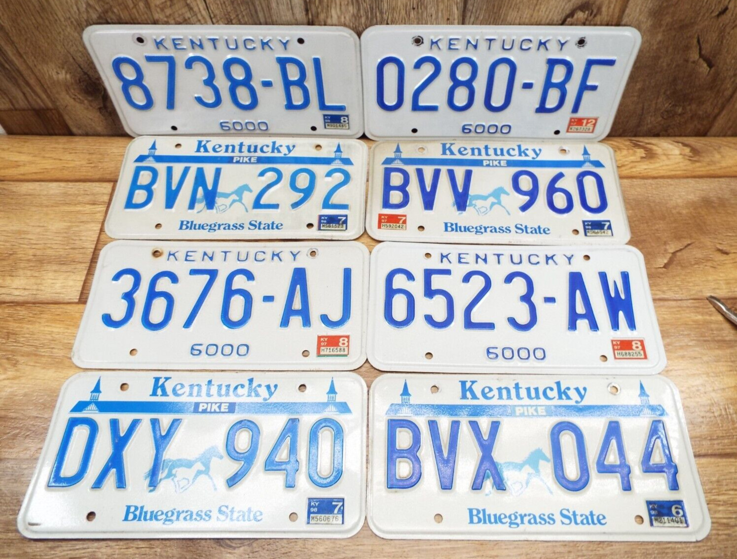 8-VINTAGE MIXED Kentucky License plate LOT