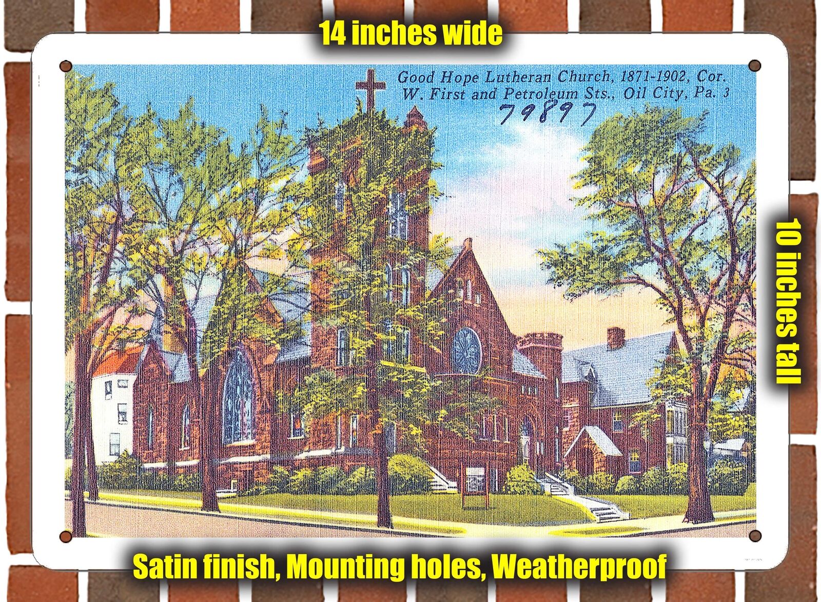 METAL SIGN - Pennsylvania Postcard - Good Hope Lutheran Church, 1871 - 1902, Co
