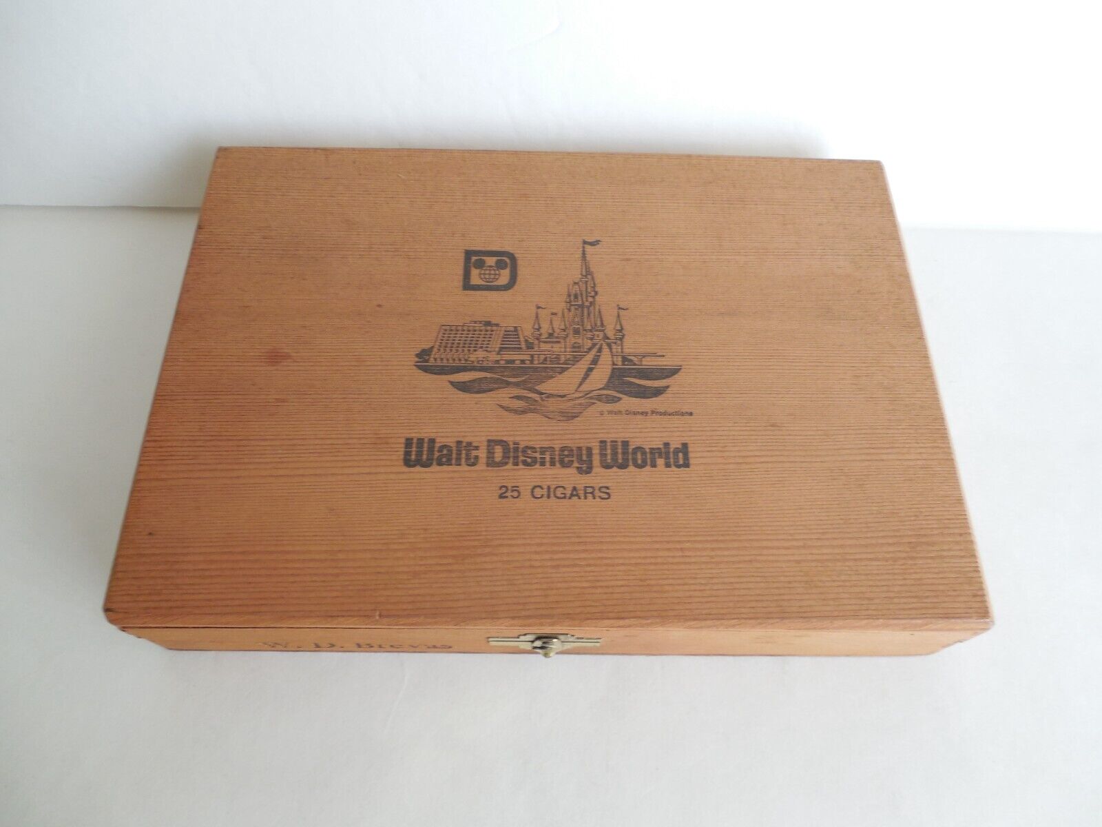 Rare Vintage 1970s Walt Disney World 25 Cigar Wooden Box W.D. Brevas Tampa FL