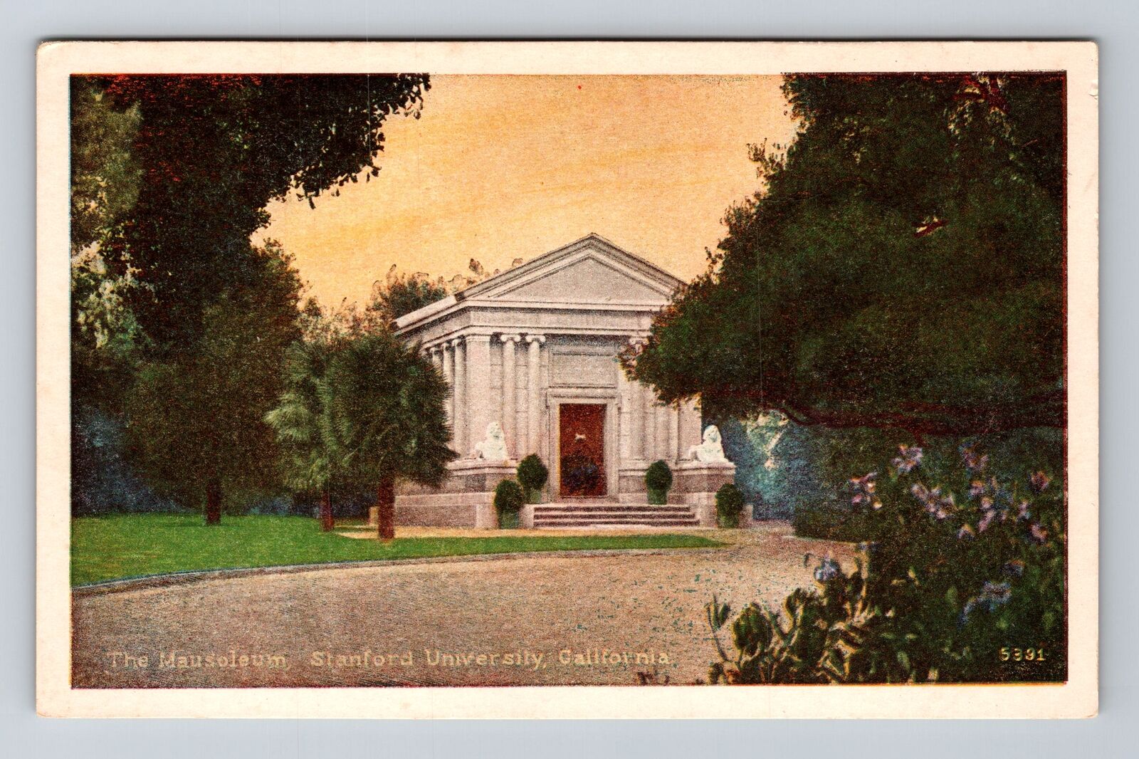 Stanford CA-California, Stanford University Mausoleum, Antique Vintage Postcard