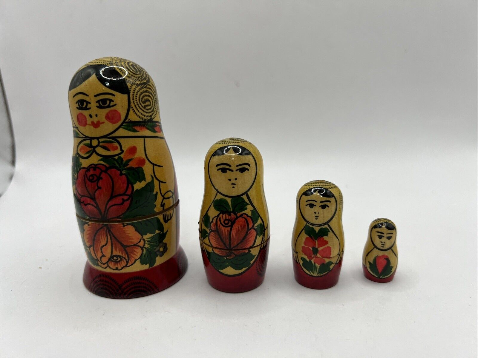 Vintage Russian Nesting Dolls Set of 4 Authentic With Label