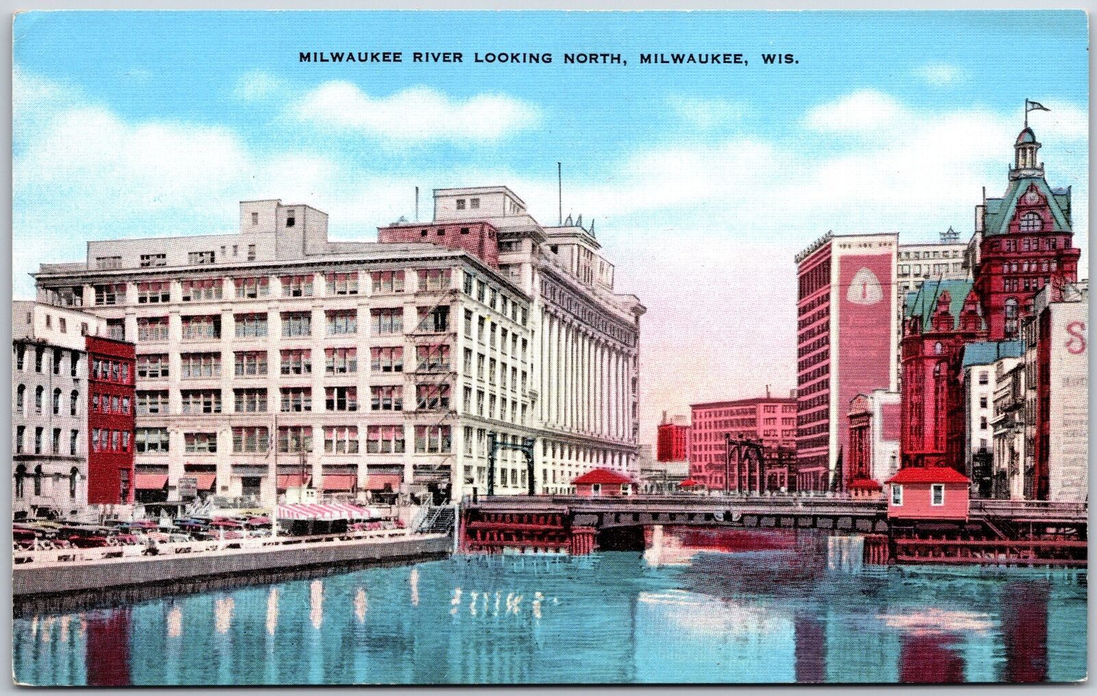 Milwaukee River Looking North Milwaukee Wisconsin WI Building Postcard