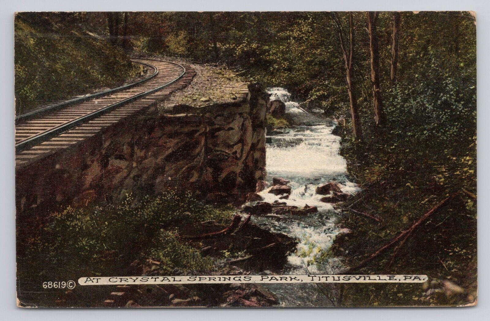 Railroad at Crystal Springs Park Titusville Pennsylvania 1911 Postcard