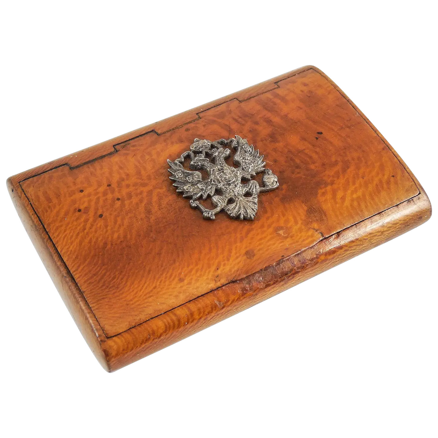 RUSSIAN Beechwood Card Case with Metal Imperial ROMANOV CREST