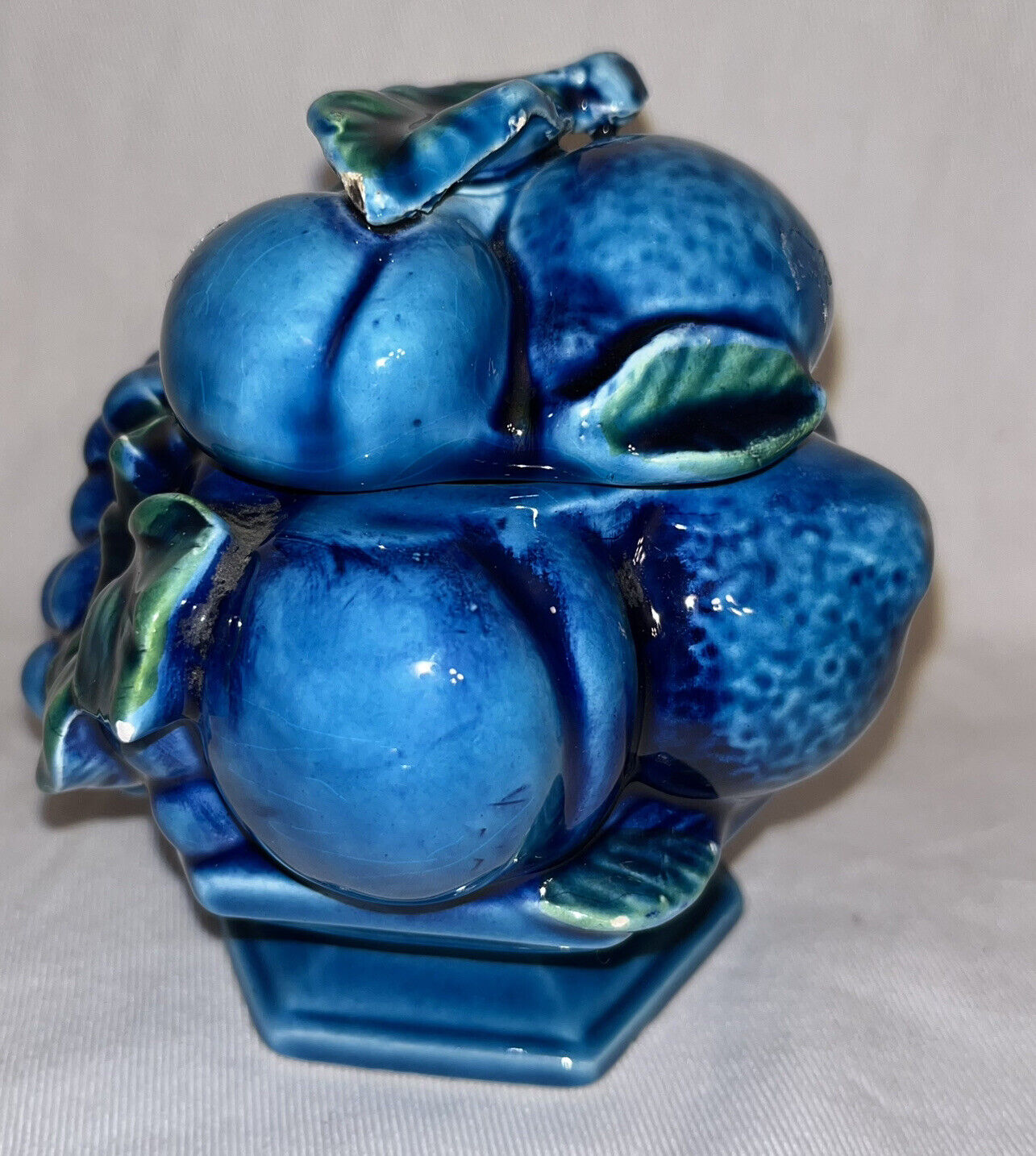 Inarco Ceramic Blue MOOD INDIGO Sugar Bowl with Lid Made in Japan Minor flaws