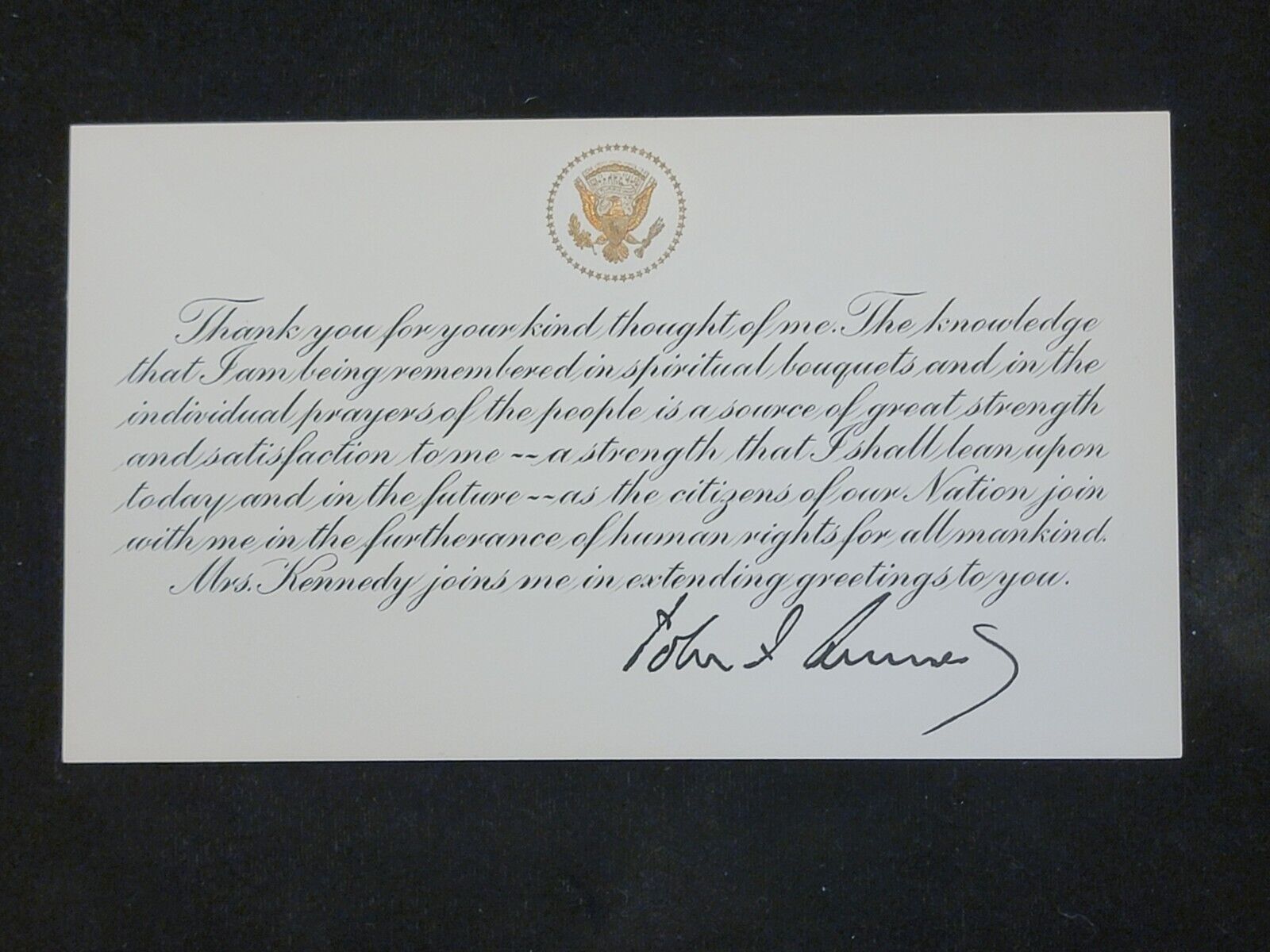 HISTORIC Content Presidential SEAL White House Note from President John Kennedy