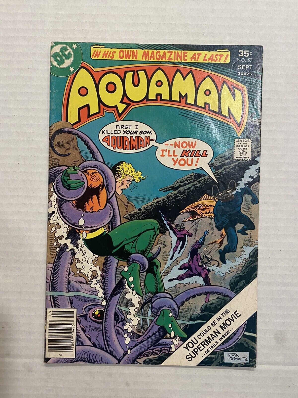 AQUAMAN 57 DC Comics  -BLACK MANTA -JIM APARO COVER -1977