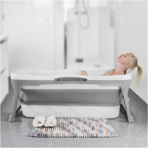 Portable Bathtub for Adult Large 56'in Foldable Collapsible tub Soaking Bath
