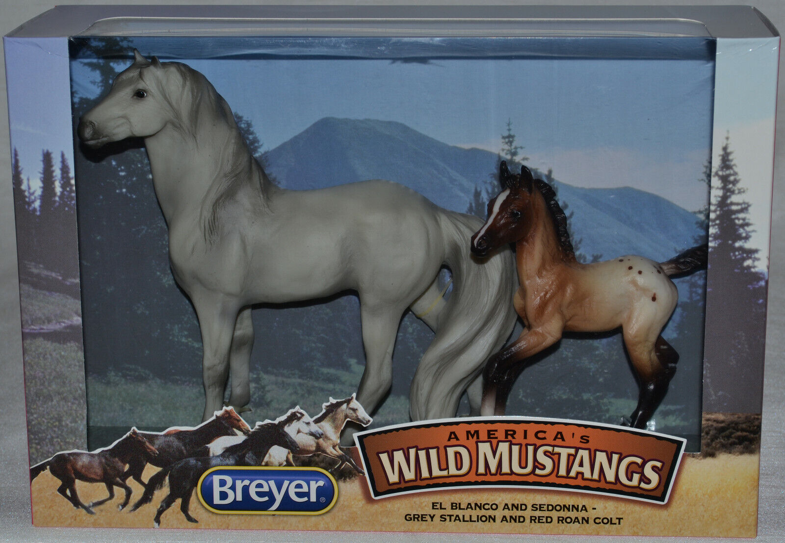 Breyer~2012~Mid-States~Classic Wild Mustang~Grey El Blanco~Appaloosa Sedonna~NEW