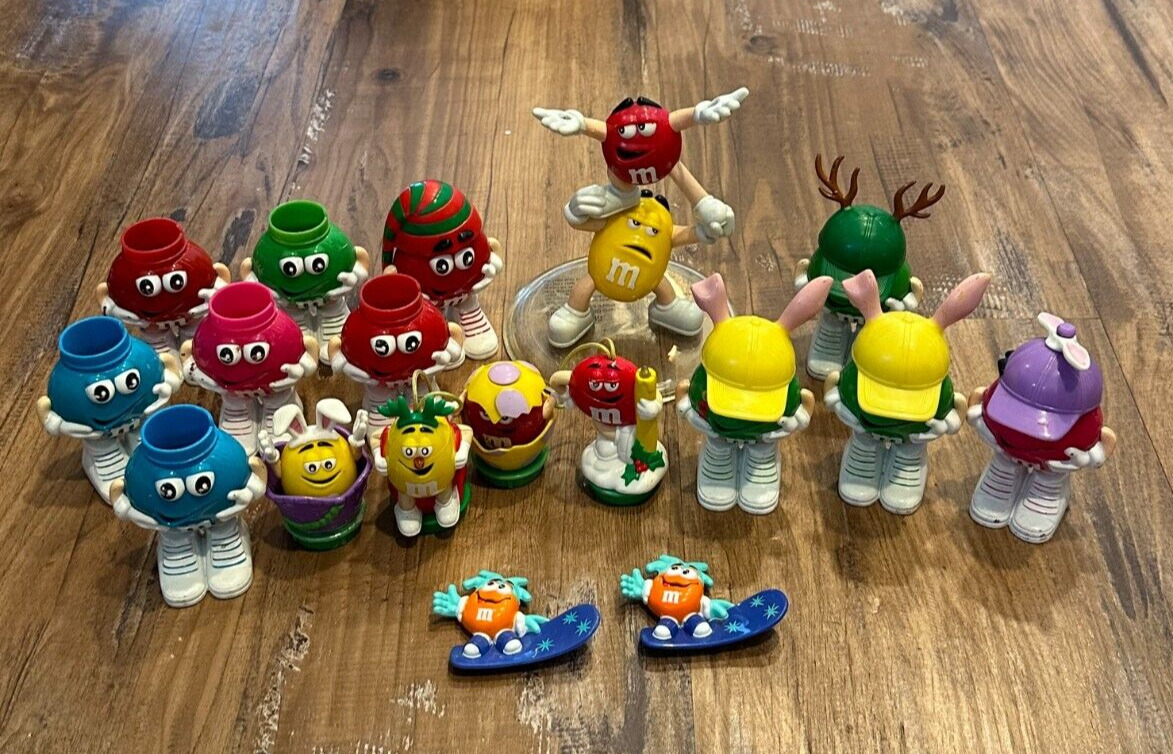 Vintage M&M\'s Christmas Holiday Topper Figures Lot (Candy Toys)