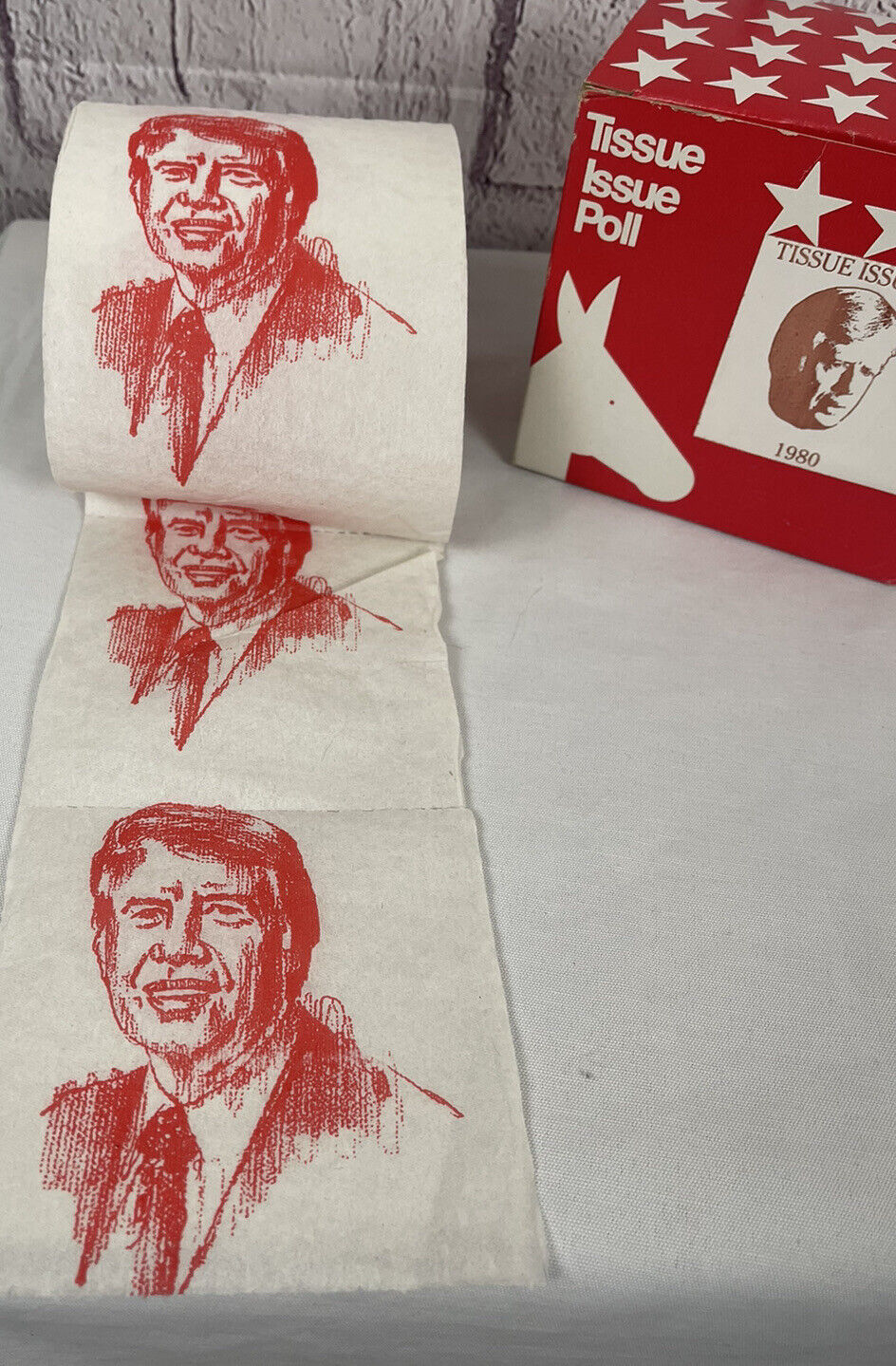 VTG Jimmy Carter Tissue Issue Poll Gag Gift Collectible Toilet Paper In Box 1980