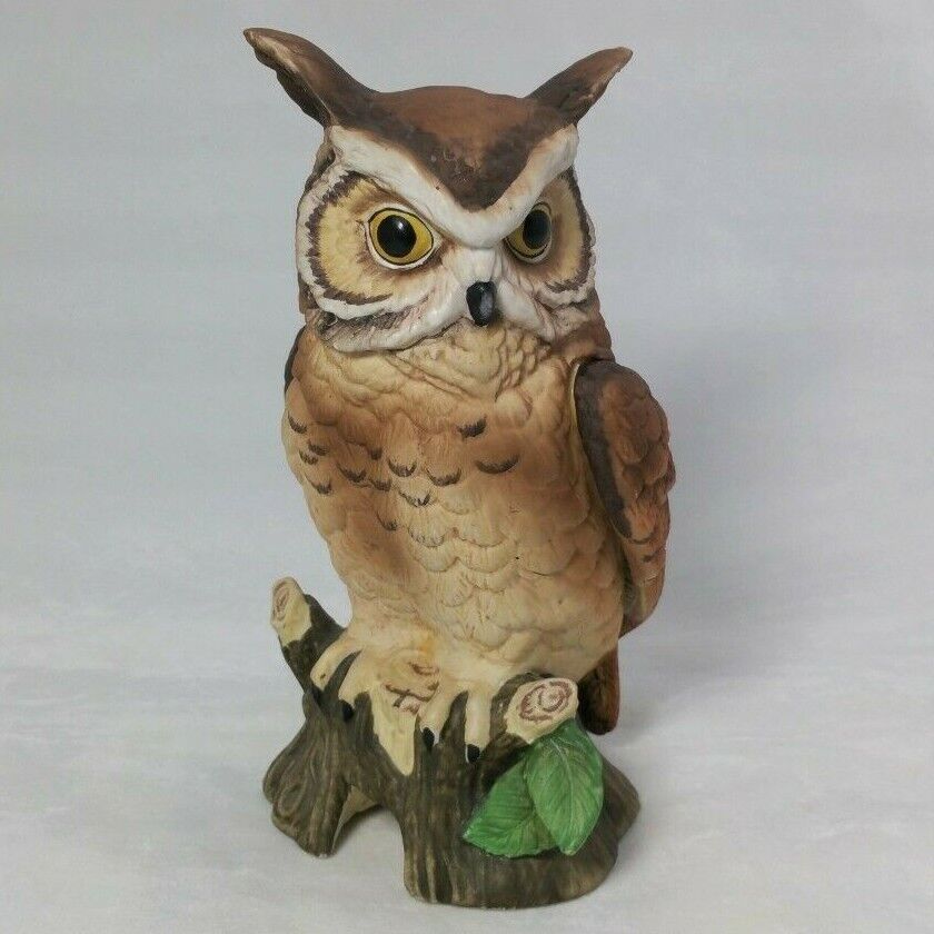 Vintage Lefton Porcelain Great Horned Owl Figurine #02727 Hand Painted