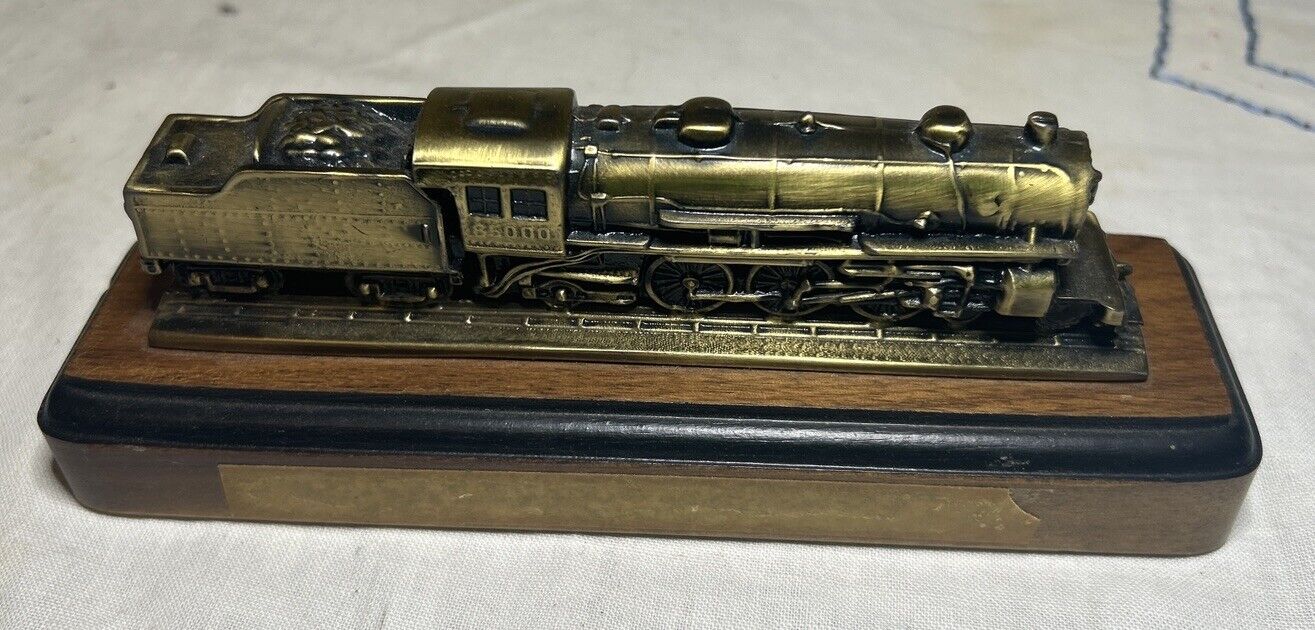 Vintage Brass Steam Train Locomotive Engine 65000 Paperweight 