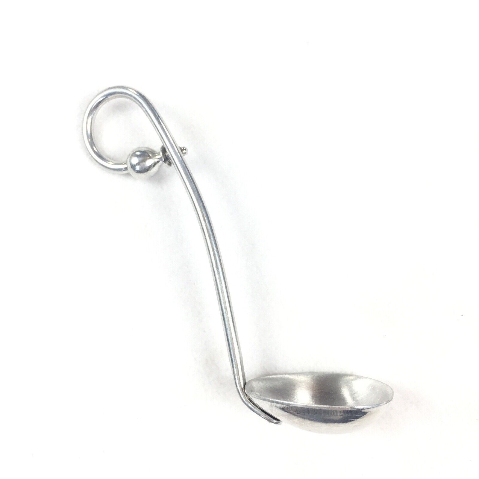 Vintage Handcrafted Sugar Spoon with Twisted Loop Handle Silver Tone Metal