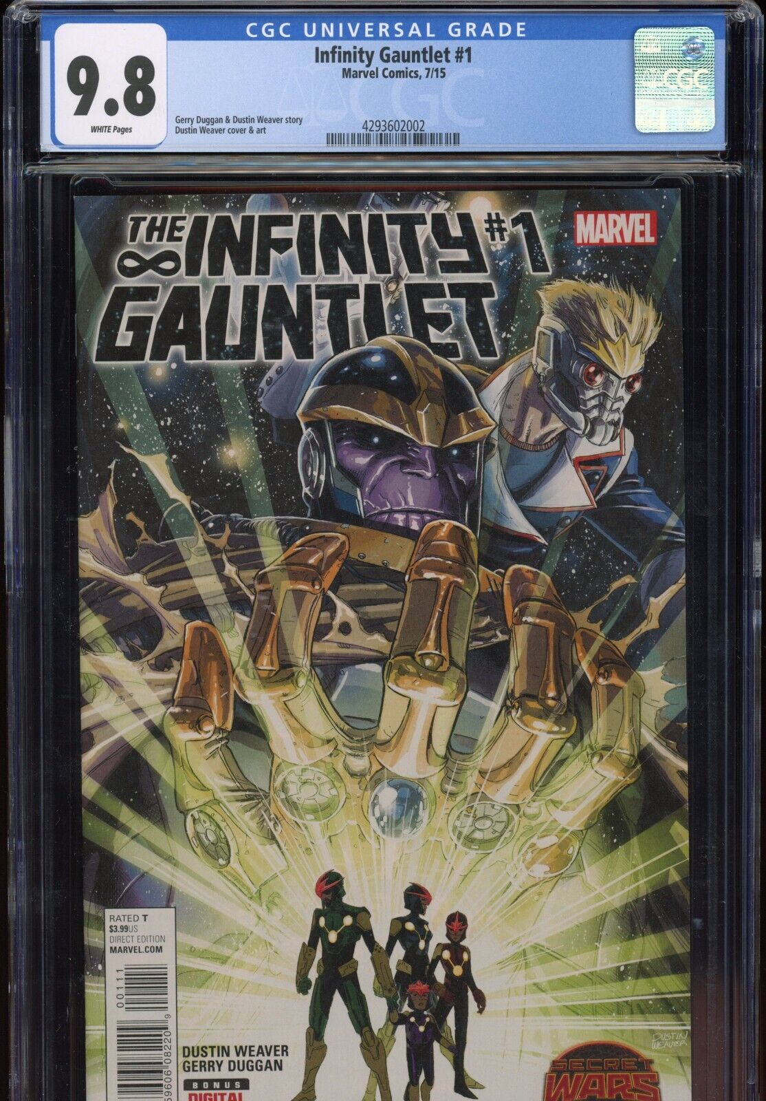 Infinity Gauntlet #1 CGC 9.8 1st app Anwen Bakian Nova Ranger Thanos 2015 Marvel