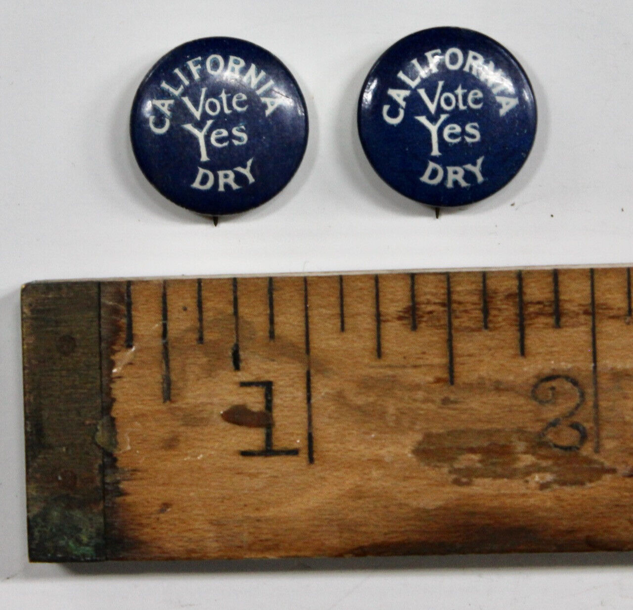 Original 1916 Lot of 2 California Dry Vote Yes Pins/Pinbacks