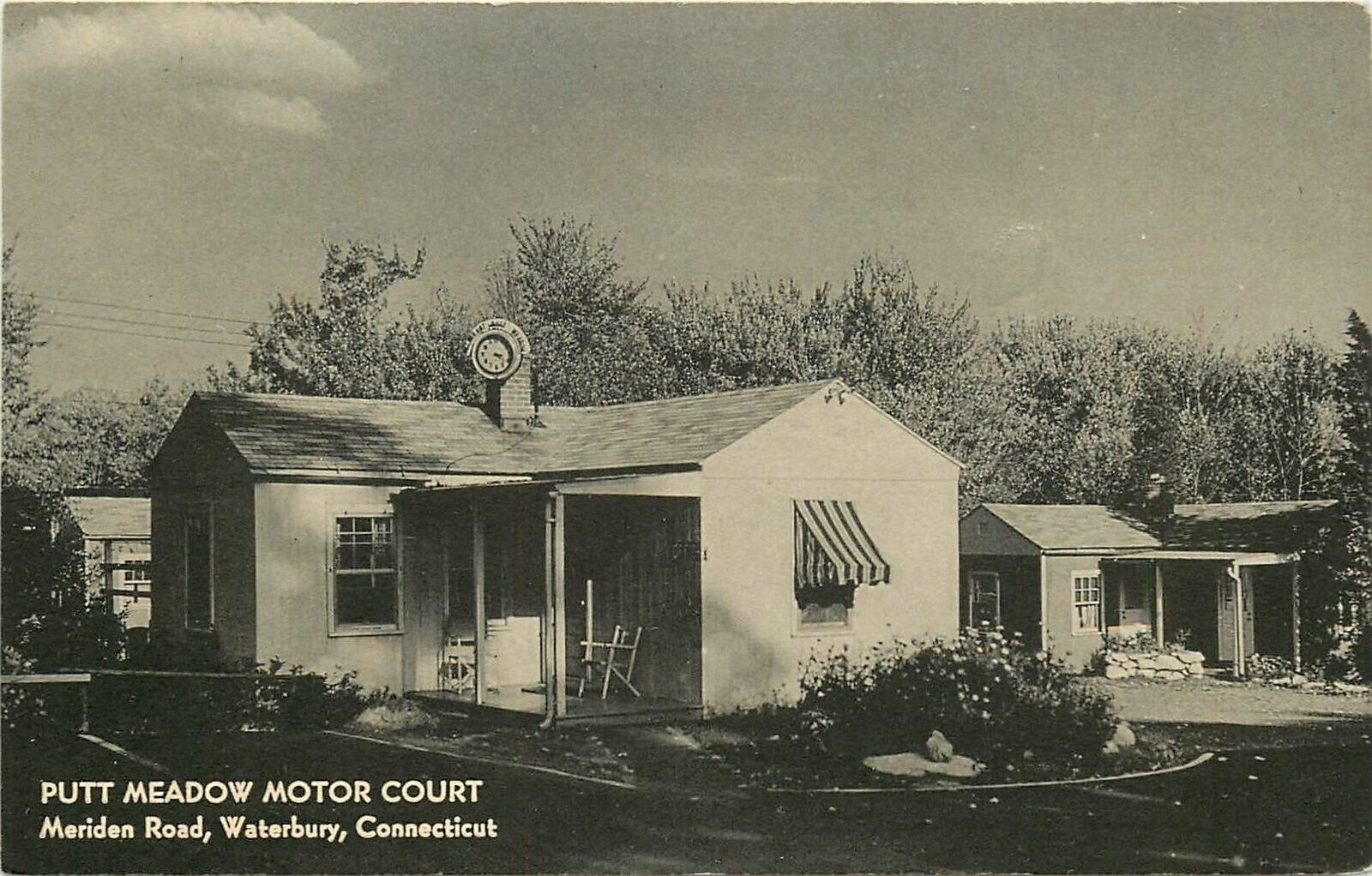 Postcard 1930s Waterbury Connecticut Putt Meadow Motor Court Occupation 24+-5752
