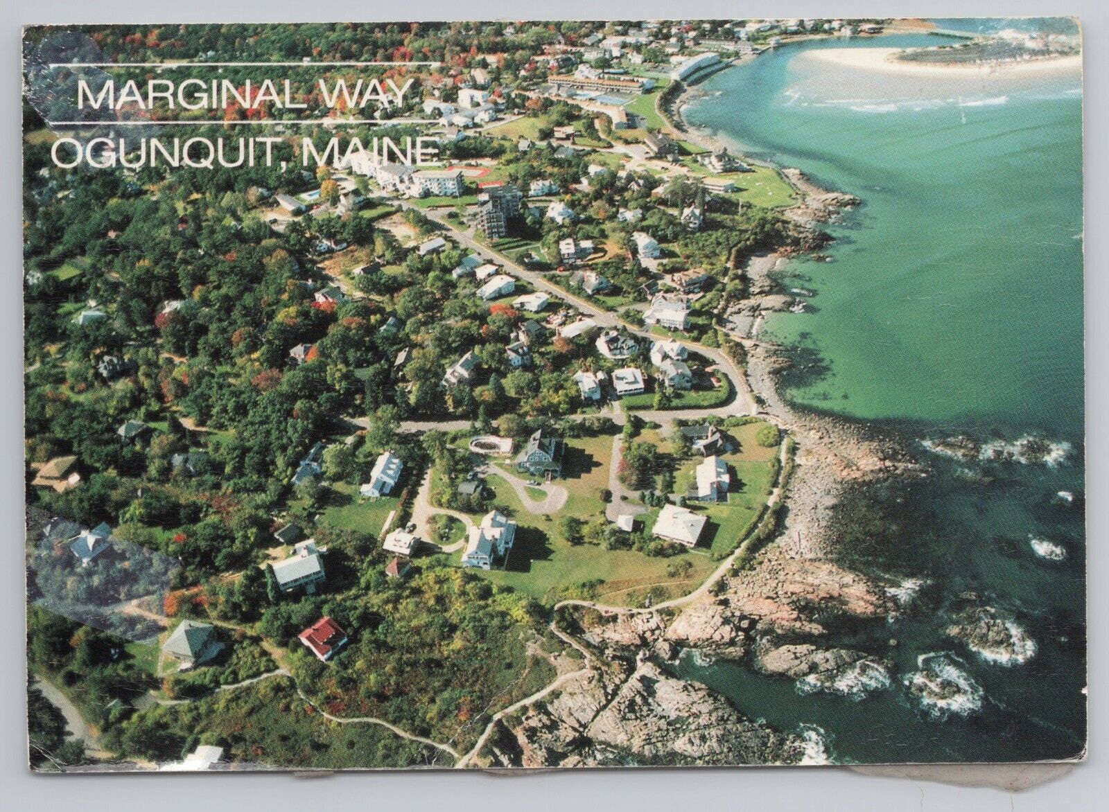 Ogunquit Maine Marginal Way Aerial View Coastline Continental Postcard 1991
