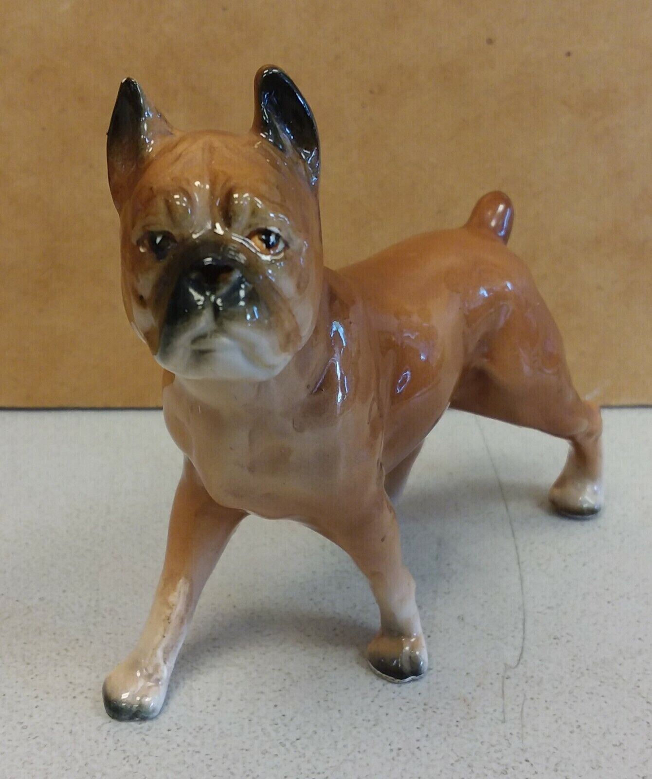 MCM Vintage Porcelain BOXER Dog Statue Figurine Shamrock mark Made in Japan