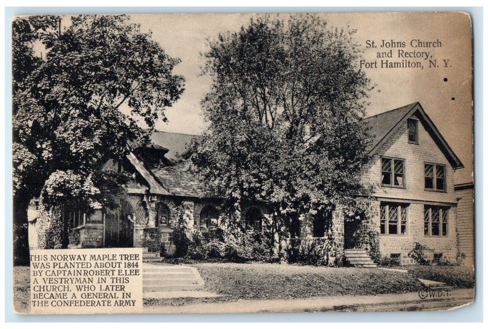 c1910\'s St. Johns Church And Rectory Fort Hamilton New York NY Antique Postcard