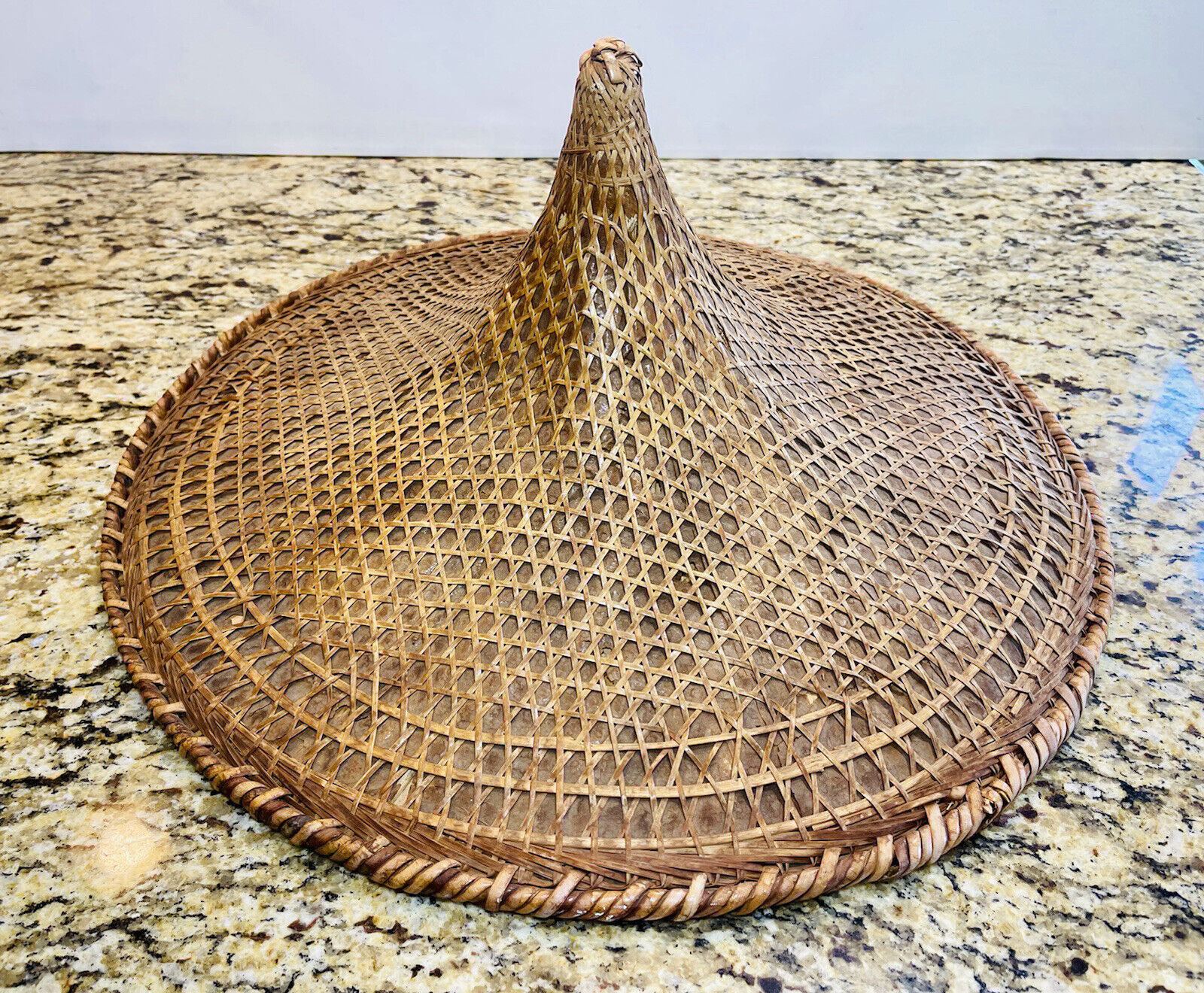 Vintage LARGE Vietnamese Oriental Chinese Straw Rice Paddy Hat Wall Decor