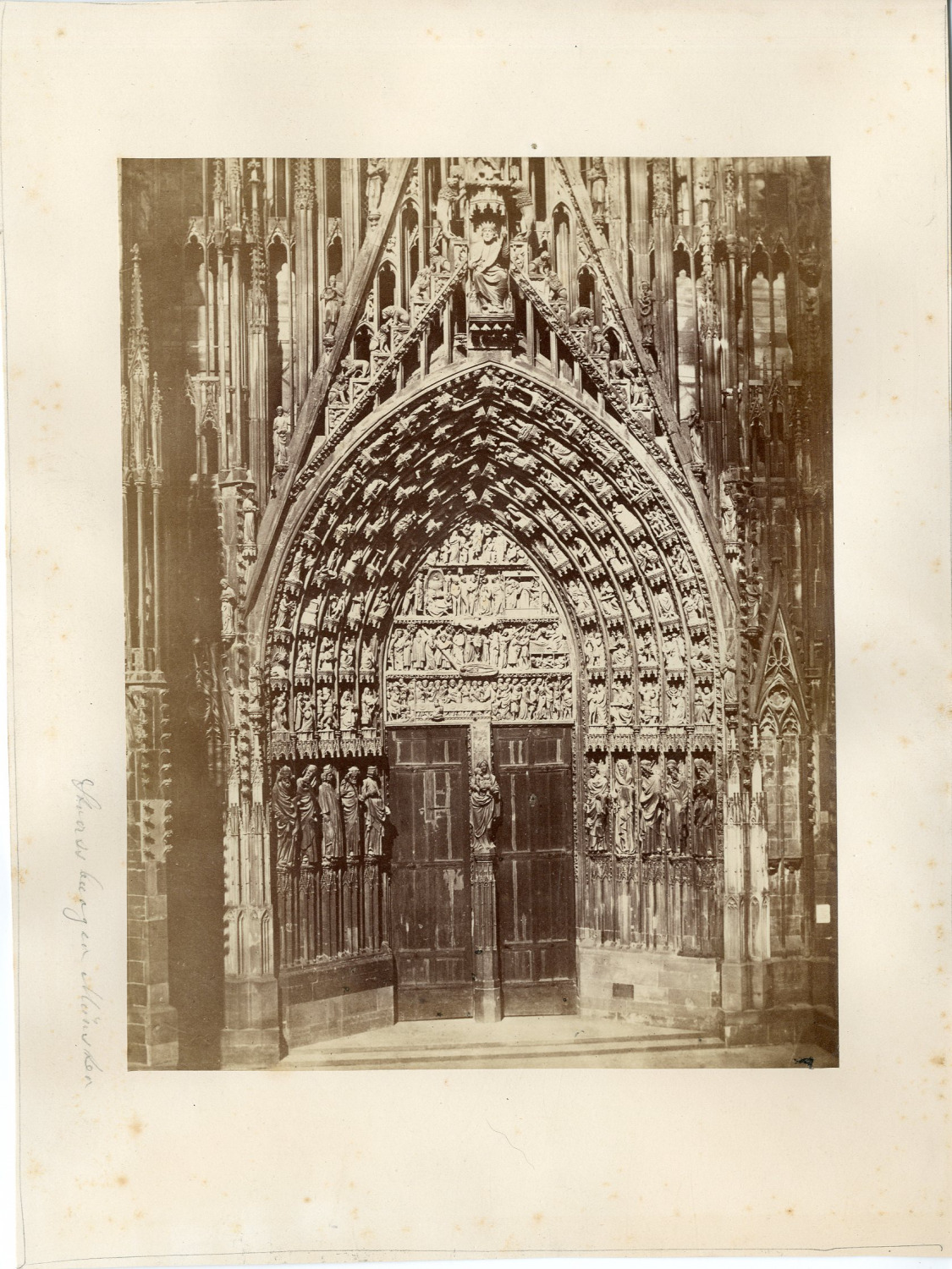 France, Strasbourg, the cathedral vintage albumen print.  Albumin Print  