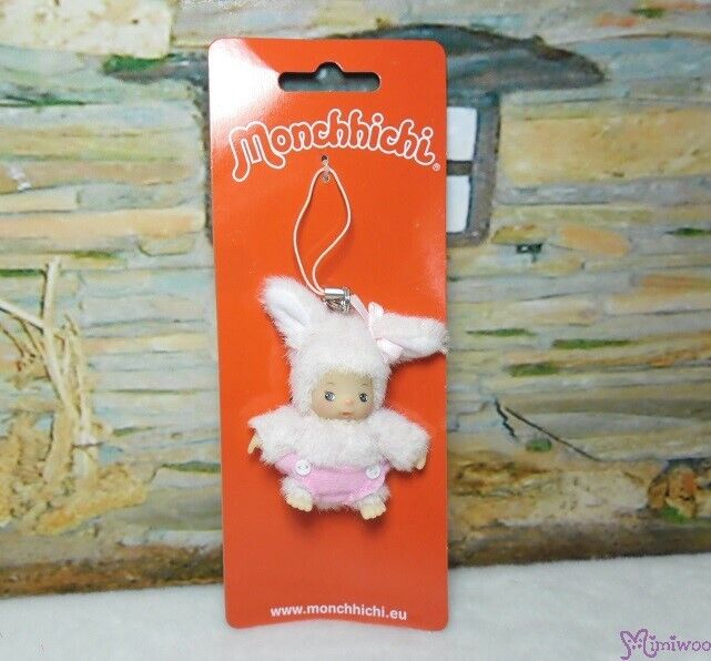23835  Monchhichi Baby Bebichhichi Friend Plush Mascot Phone Strap Bunny ~ RARE