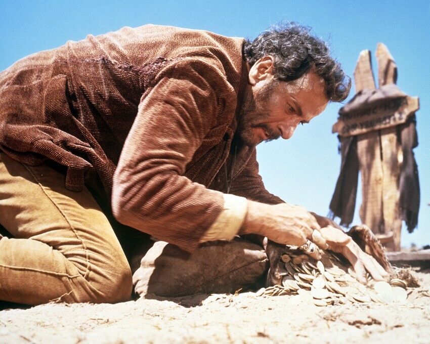Eli Wallach by grave looking at gold coins The Good, Bad and Ugly 24x36 Poster
