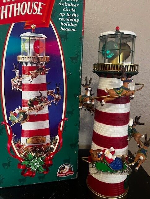 1996 Mr. Christmas Holiday Lighthouse Working Lights and Revolving See Video